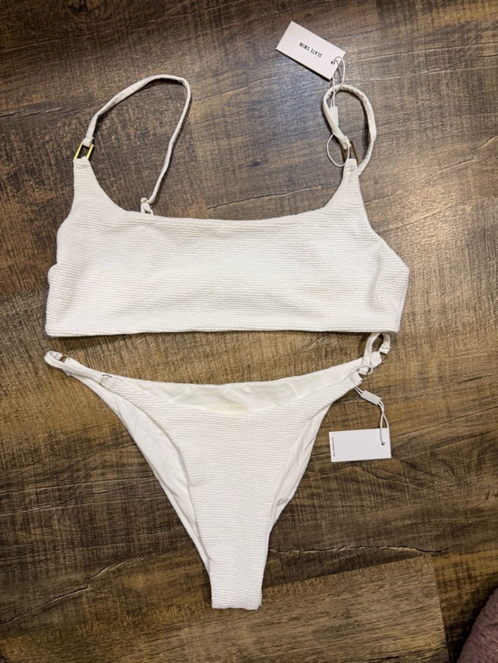 Slate Swim White Textured Bikini Set